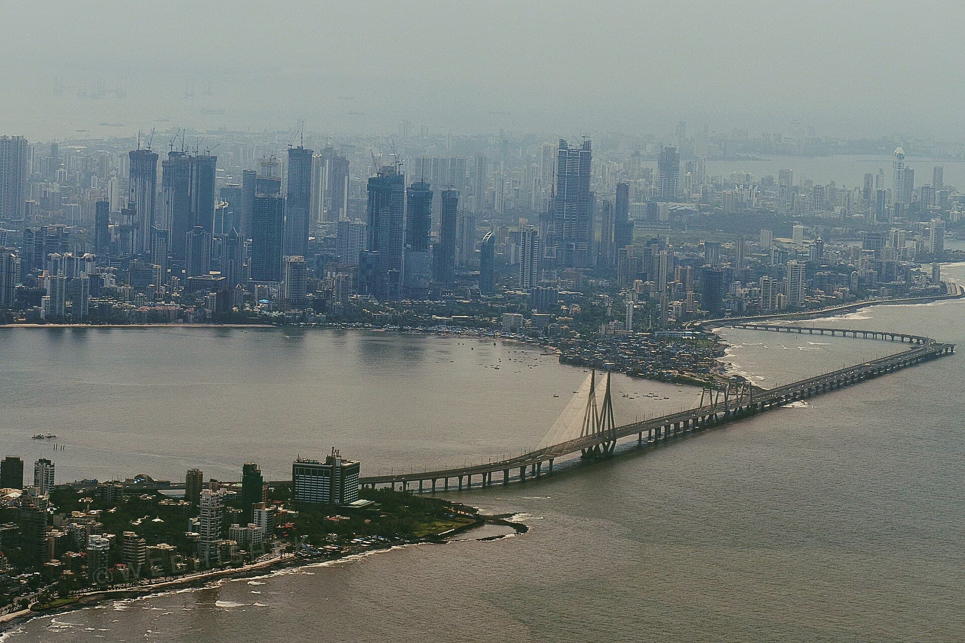 The Bandra–Worli Sea Link crossing the bay in Mumbai